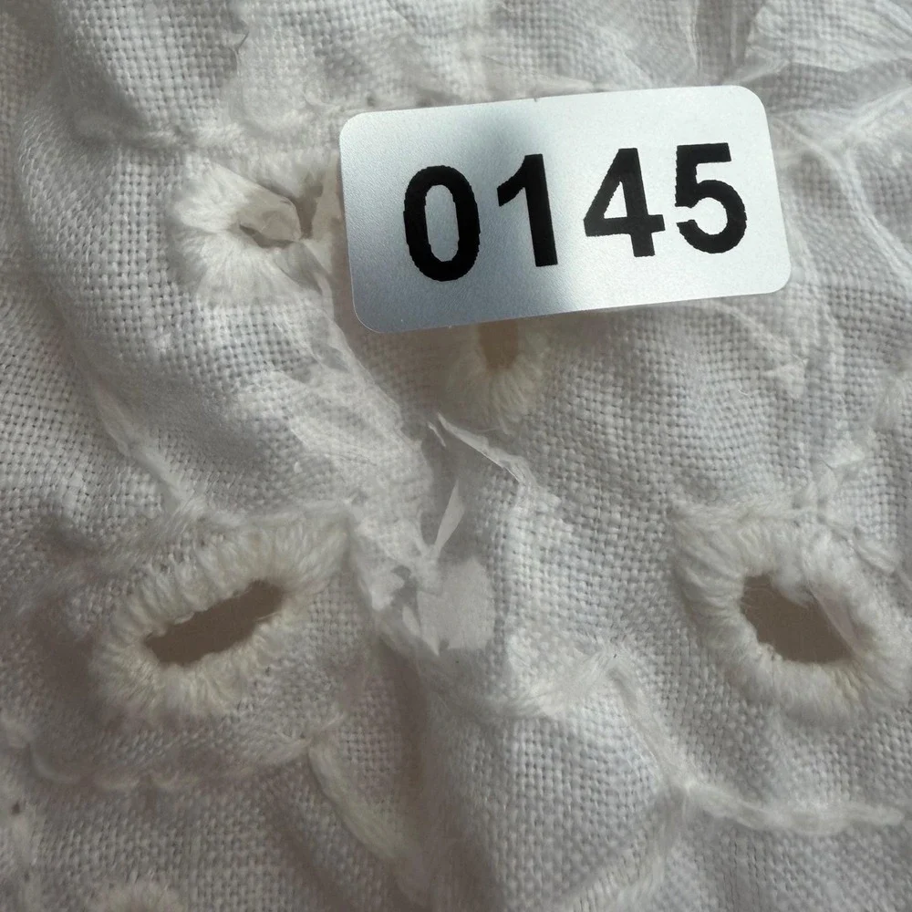 Coldwater Creek Eyelet Blazer Womens Size M Cream Linen Cotton Floral Jacket